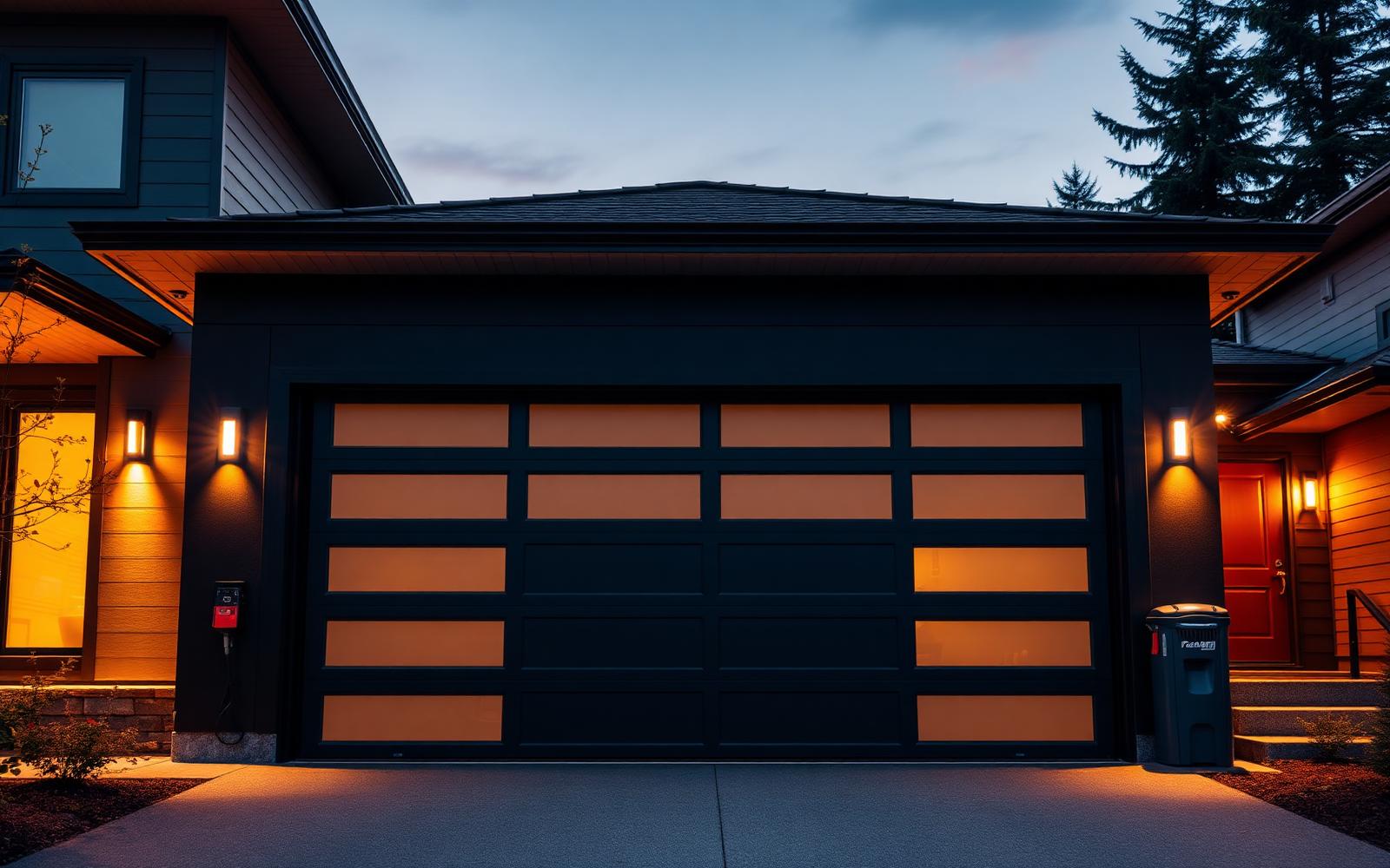 Modern garage door installed on a Lower Mainland home
